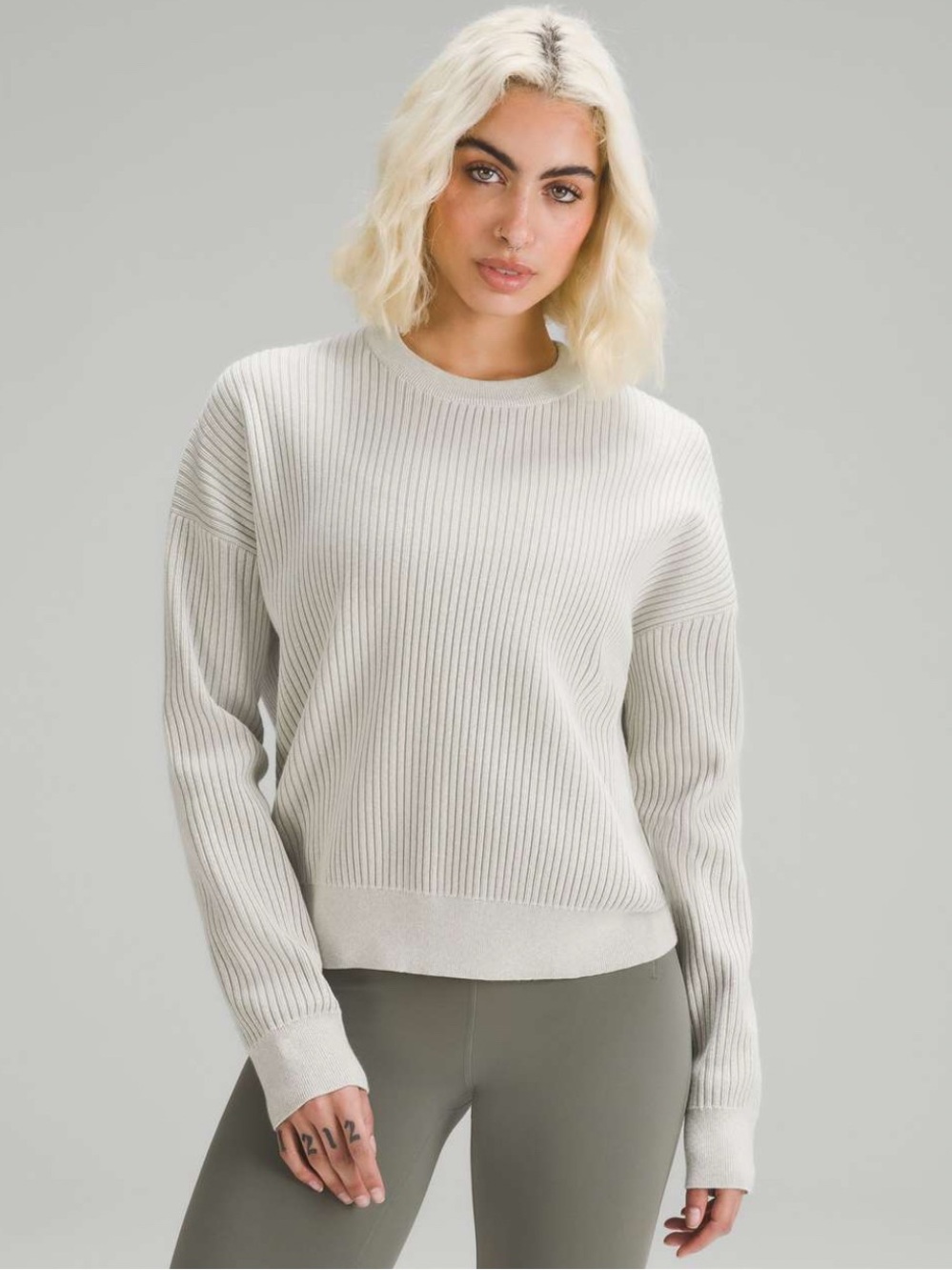 lululemon Cotton-Blend Ribbed Sweater Bone Raw Linen